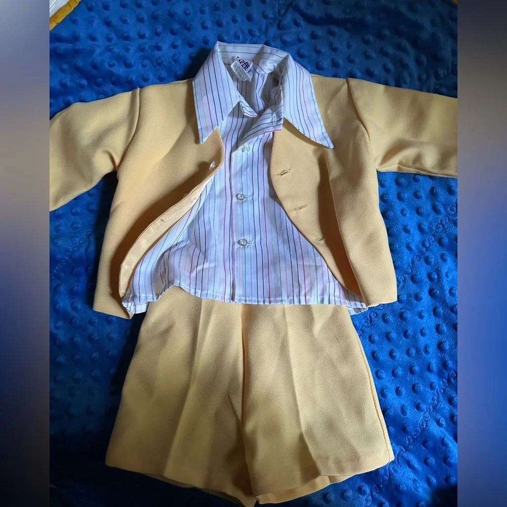 Yellow Kids Matching Set with Striped Shirt
